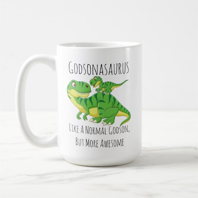 Godson Dinosaur Godsonasaurus Wie ein normaler God Kaffeetasse (Links)