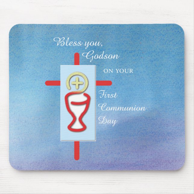 Godson, Erste Heilige Kommunion, Blau Mousepad (Vorne)