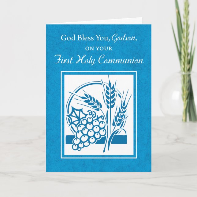 Godson First Communion, Weizen, Trauben Blau Karte (Vorderseite)