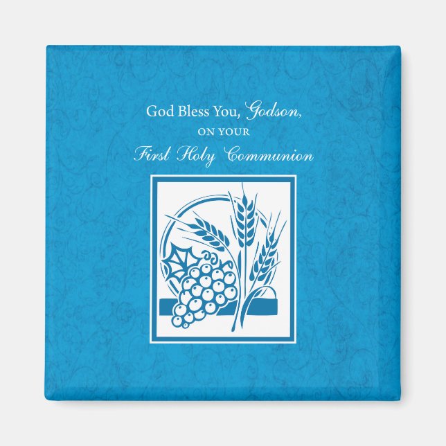 Godson First Communion, Weizen, Trauben Blau Magnet (Vorne)