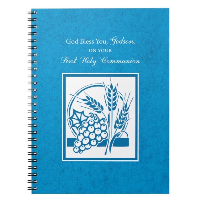 Godson First Communion, Weizen, Trauben Blau Notizblock (Vorderseite)