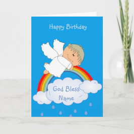 Godson Geschenk Niedlichen Angel Rainbow Personali Feiertagskarte