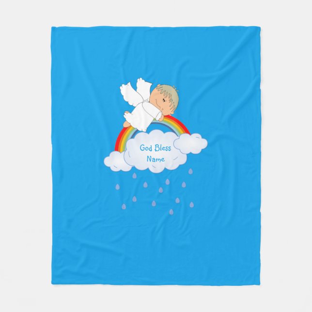 Godson Gift Niedlich Angel Rainbow Personalisiert Fleecedecke (Vorderseite)