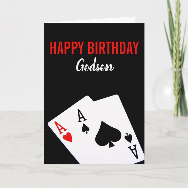 Godson Poker Birthday Card Karte (Vorderseite)