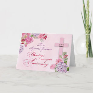 Godson Religious Wedding Anniversary Rings Cross Karte