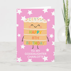 Godtochter 8. Geburtstag Niedlicher Kuchen Custom  Karte