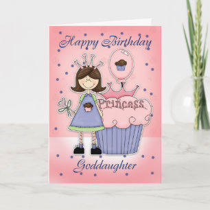 Godtochter Birthday Card - Cupcake Princess Karte