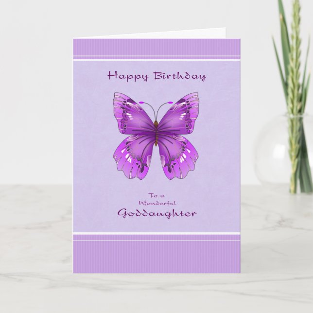 Godtochter Birthday Card - Lila Schmetterling Karte (Vorderseite)