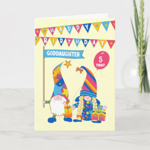 GodTochter Custom Age Birthday Fun Gnomes Card Karte
