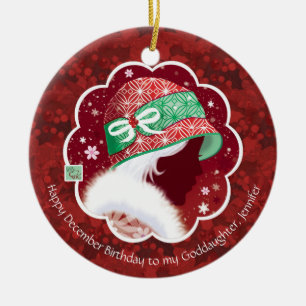 GodTochter, Dezember Geburtstag, Red Hat Girl Keramik Ornament