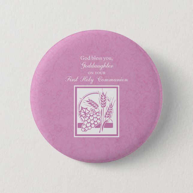 Godtochter Erste Kommune, Rosa Button (Vorderseite)