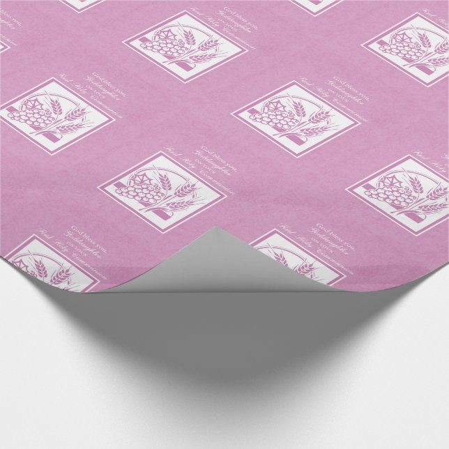 Godtochter Erste Kommune, Rosa Geschenkpapier (Ecke)