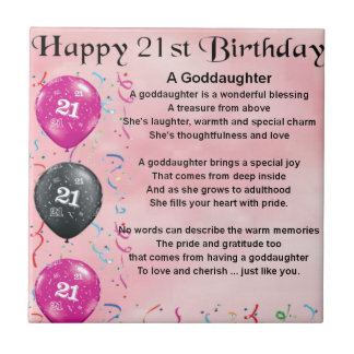 Godtochter Gedicht - 21. Geburtstag Fliese