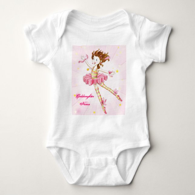 Godtochter Gift Pink Ballerina Personalisiert Baby Strampler (Vorderseite)