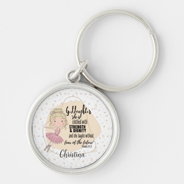 Godtochter Gift QUOTE Proverb Blonde BALLERINA Schlüsselanhänger (Vorne)