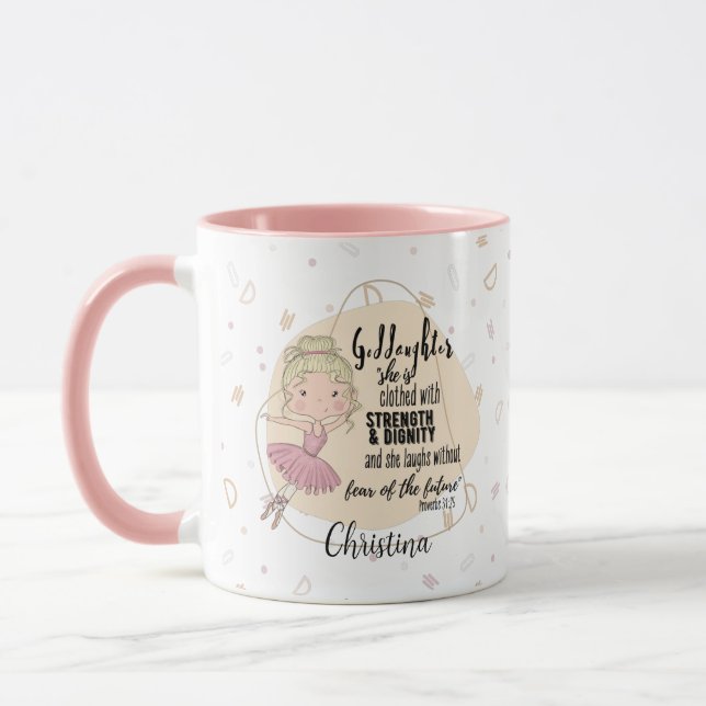 Godtochter Gift QUOTE Proverb Blonde BALLERINA Tasse (Links)