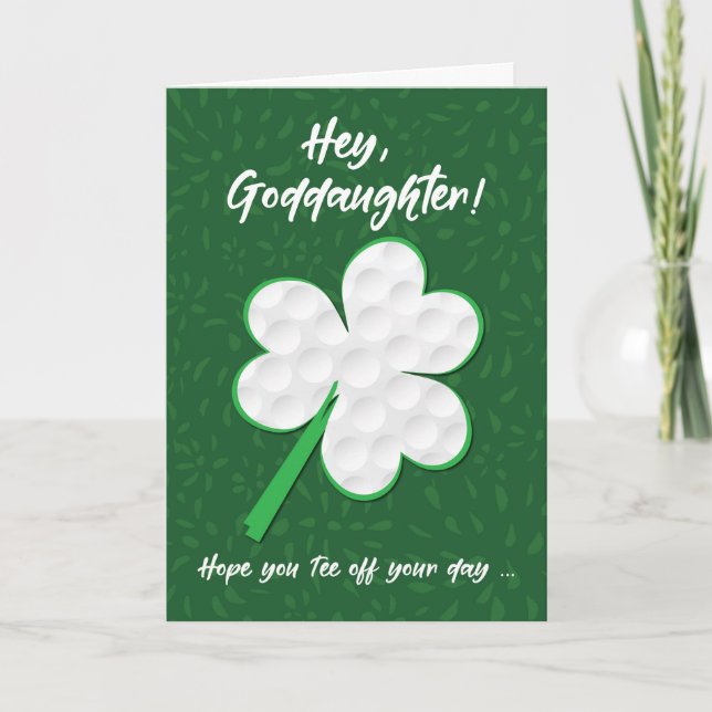 Godtochter Golf Sports St. Patrick's Day Kleeblatt Karte (Vorderseite)