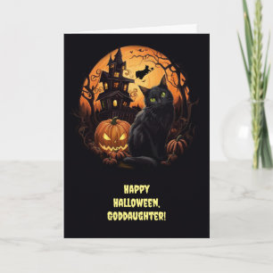 Godtochter Happy Halloween Niedliche Schwarze Katz Karte