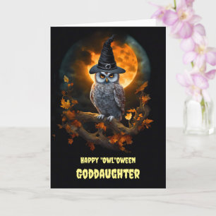 Godtochter Happy Halloween Owl und Hat Karte