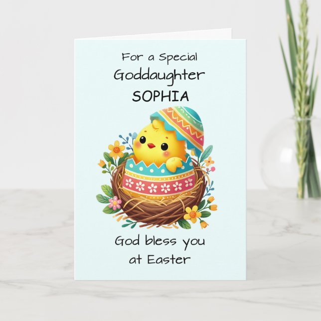 Godtochter Personalize Ostersegnung Chick Karte (Vorderseite)