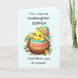 Godtochter Personalize Ostersegnung Chick Karte