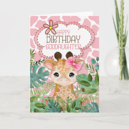 Godtochter Pink Jungle Giraffe Thema Geburtstag Karte