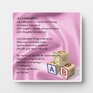 Godtochter Poem Plaque - Baby Blocks Design Fotoplatte