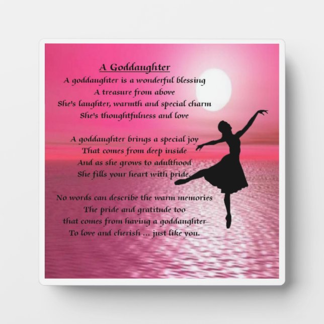 Godtochter Poem Plaque - Ballerina Design Fotoplatte (Vorderseite)