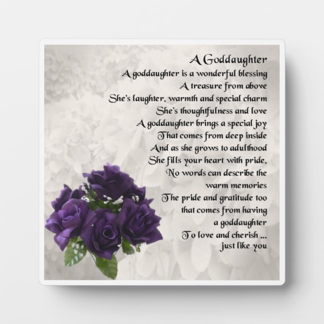 Godtochter Poem Plaque - Design Lila Rose Fotoplatte (Vorderseite)