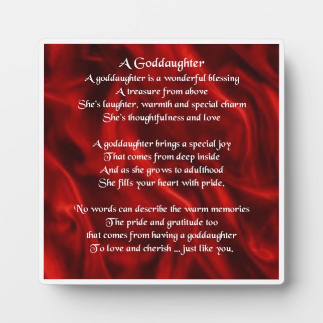 Godtochter Poem Plaque - Red Silk Design Fotoplatte (Vorderseite)