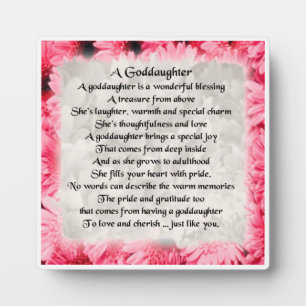 Godtochter Poem Plaque - Rosa Blumendesign Fotoplatte