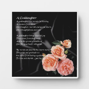 Godtochter Poem Plaque - Rose auf schwarzer Seide Fotoplatte