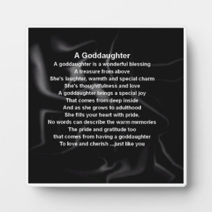 Godtochter Poem Plaque - Schwarzes Seidendesign Fotoplatte