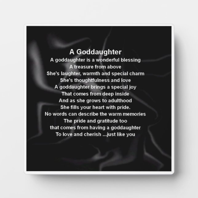 Godtochter Poem Plaque - Schwarzes Seidendesign Fotoplatte (Vorderseite)