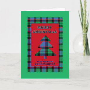 Godtochter, Tartan Weihnachtsbaum Feiertagskarte