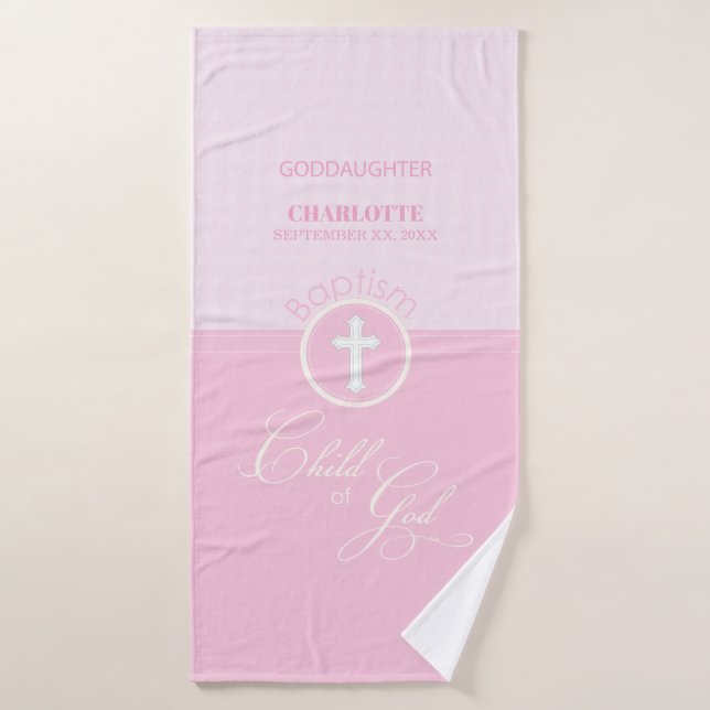Godtochter Taufe Pink Kind Gottes Personalisiert Badehandtuch (Badehandtuch)