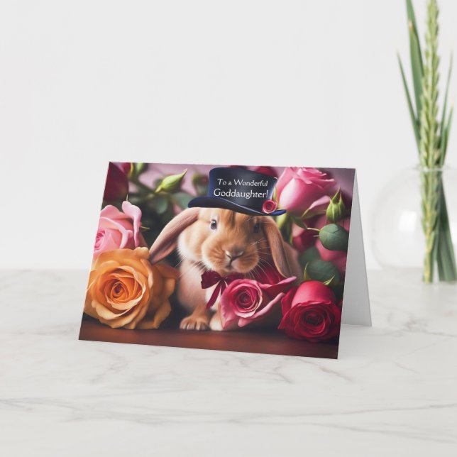 Godtochter Valentine's Day Niedlich Bunny Karte (Vorderseite)