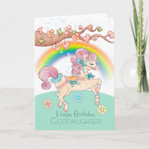 Godtochter zum Geburtstag mit einem süßen Pony Karte