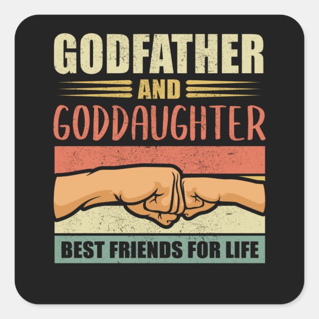 GodVater GodTochter Godchild und GodVaters Geschen Quadratischer Aufkleber (Vorderseite)