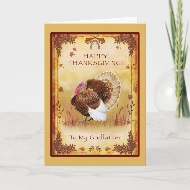 GodVater Happy Thanksgiving Turkey Card Feiertagskarte (Vorderseite)