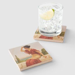 Godward Das Signal Schöne Portrait-Frau Kunst Steinuntersetzer