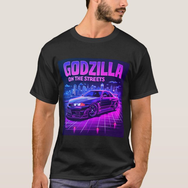 Godzilla auf den Straßen T-Shirt (Vorderseite)