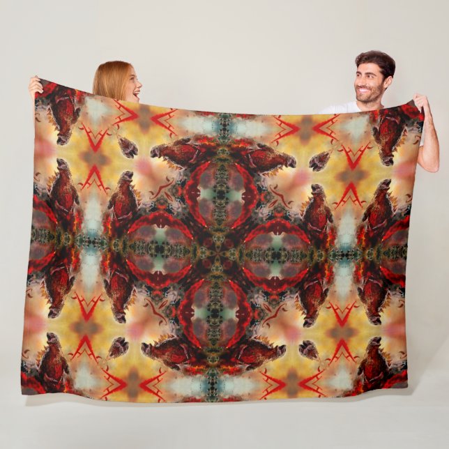 Godzilla Fantasienuklearer Mandala Fleecedecke (Beispiel)