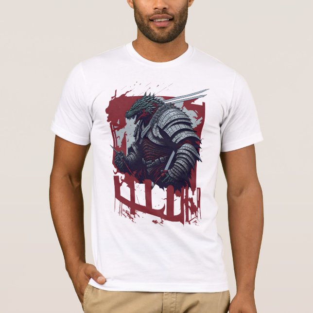 Godzilla Samurai Warrior in Samurai Armor T-Shirt (Vorderseite)