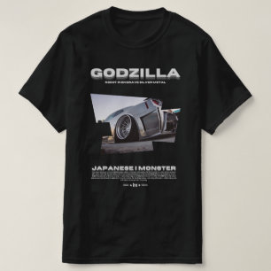 GODZILLA SILVER METAL   T-SHIRT BLACK
