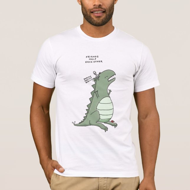 godzilla und ein alien: Freundhilfe T-Shirt (Vorderseite)