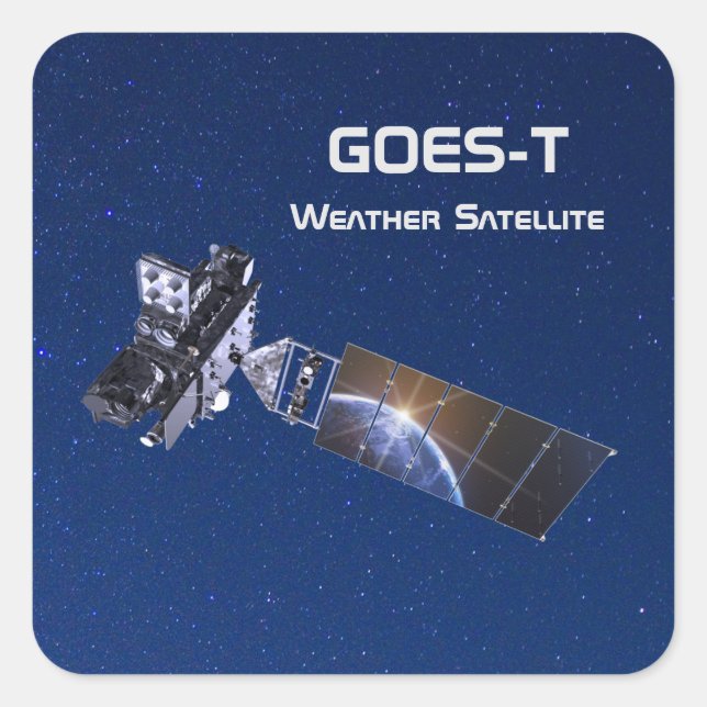 GOES-T-Wettersatellite Quadratischer Aufkleber (Vorderseite)