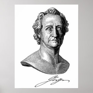 Goethe Bust mit Unterschrift Poster
