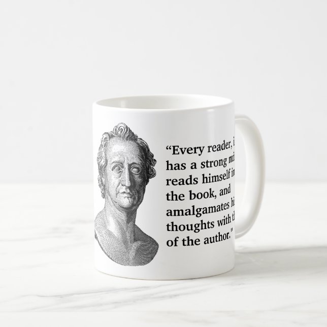 Goethe Zitat von Lesern Kaffeetasse (VorderseiteRechts)