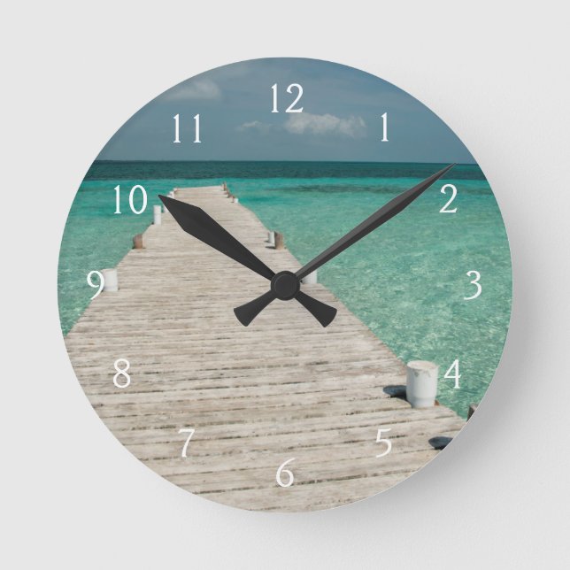 Goff Caye, eine beliebte Insel des Barrier Reef Runde Wanduhr (Vorderseite)